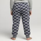 Boys' Navy Blue and Grey Checkered Elastic Waist Pyjama, मध्यम नीला, small image number null