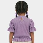 Girls Purple High Neck Romantic T-Shirt, लाइलेक, small