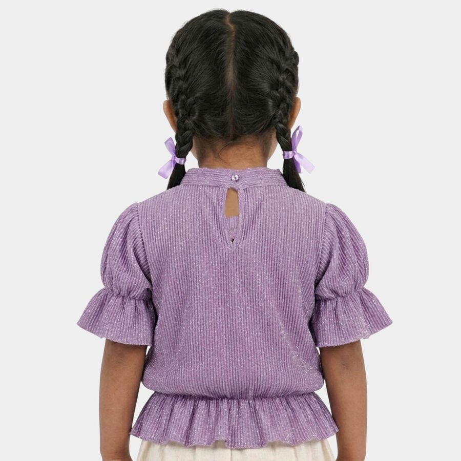 Girls Purple High Neck Romantic T-Shirt, लाइलेक, large