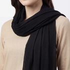 Women's Black Cotton Plain Dupatta, Black, small
