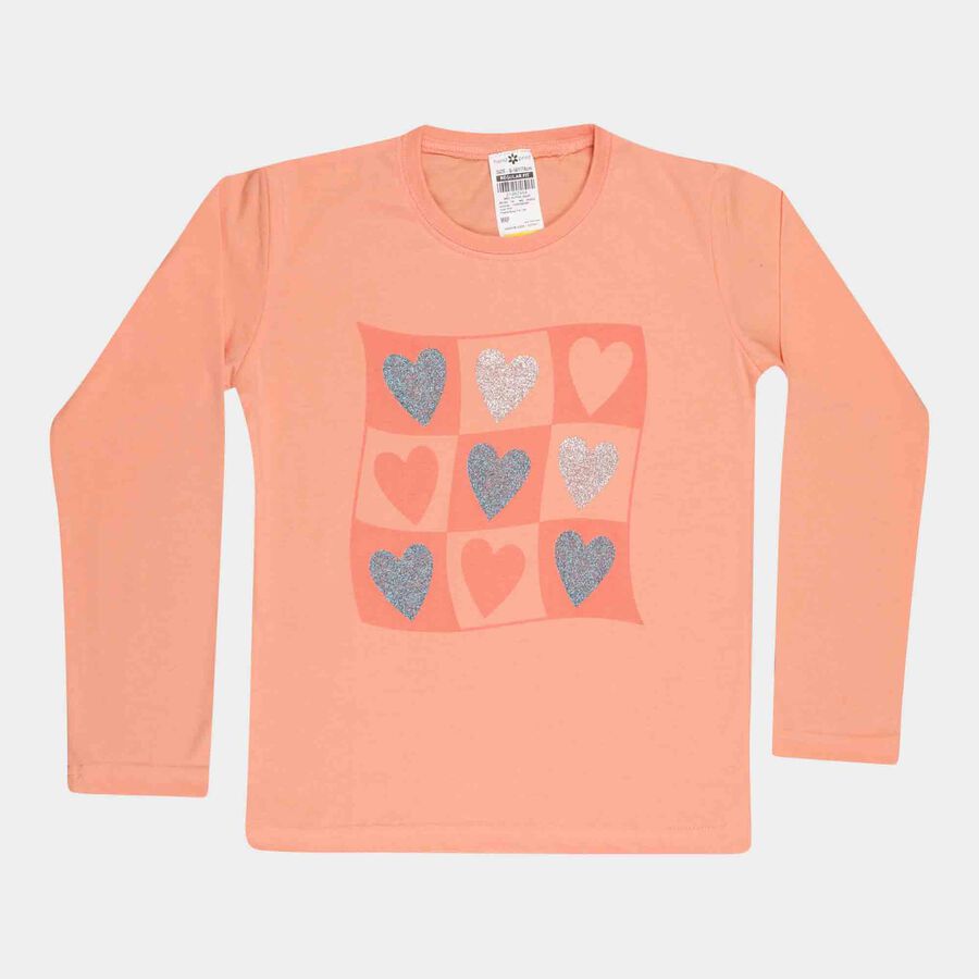 Girls Solid Top, Peach, large image number null