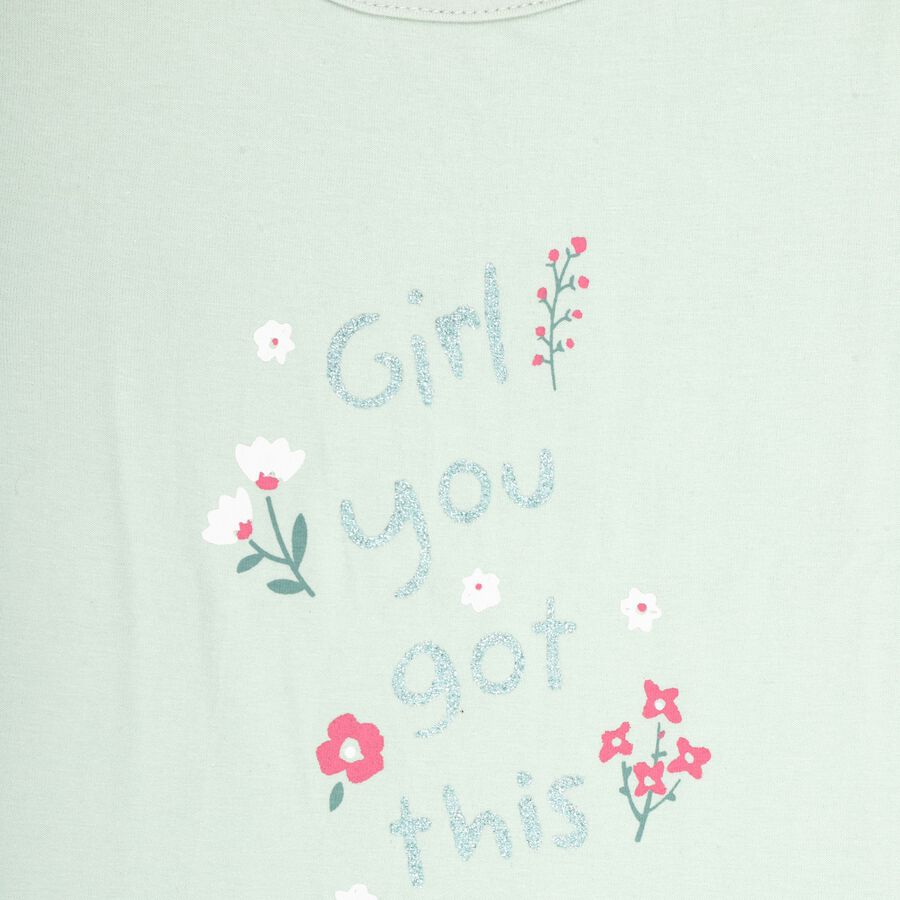 Girl's Cotton T-Shirt, हल्का हरा, large image number null
