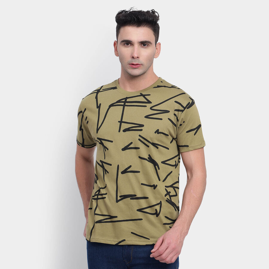 All Over Print Round Neck T-Shirt, Olive, large image number null