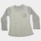 Girls Off White Round Neck Regular Top, ऑफ व्हाइट, small