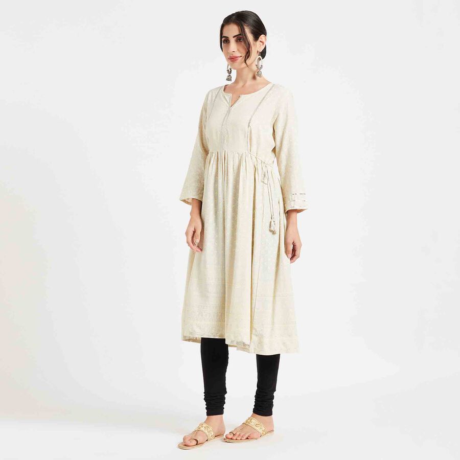 Printed Kurta, Off White, large image number null