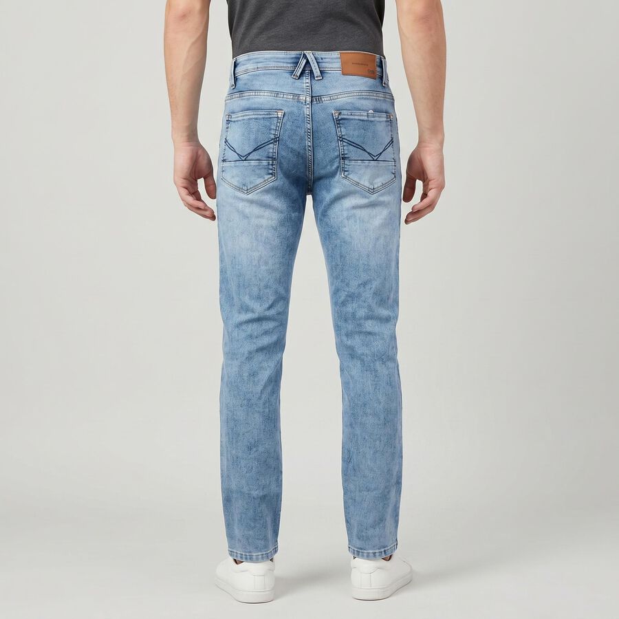 Men's Light Blue Slim Fit Washed Jeans, Light Blue, large