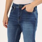 Men's Stonewashed Blue Skinny Fit Jeans, Mid Blue, small