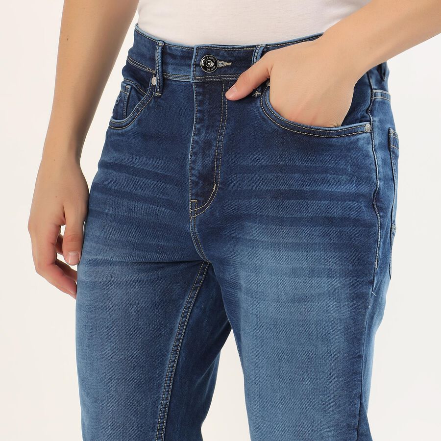 Men's Stonewashed Blue Skinny Fit Jeans, Mid Blue, large