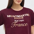 Women's Deep Burgundy Cotton Round Neck Casual Crop T-Shirt, Wine, small