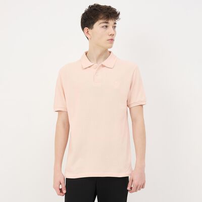 Men's Light Pink Cotton Polo Neck Casual T-Shirt
