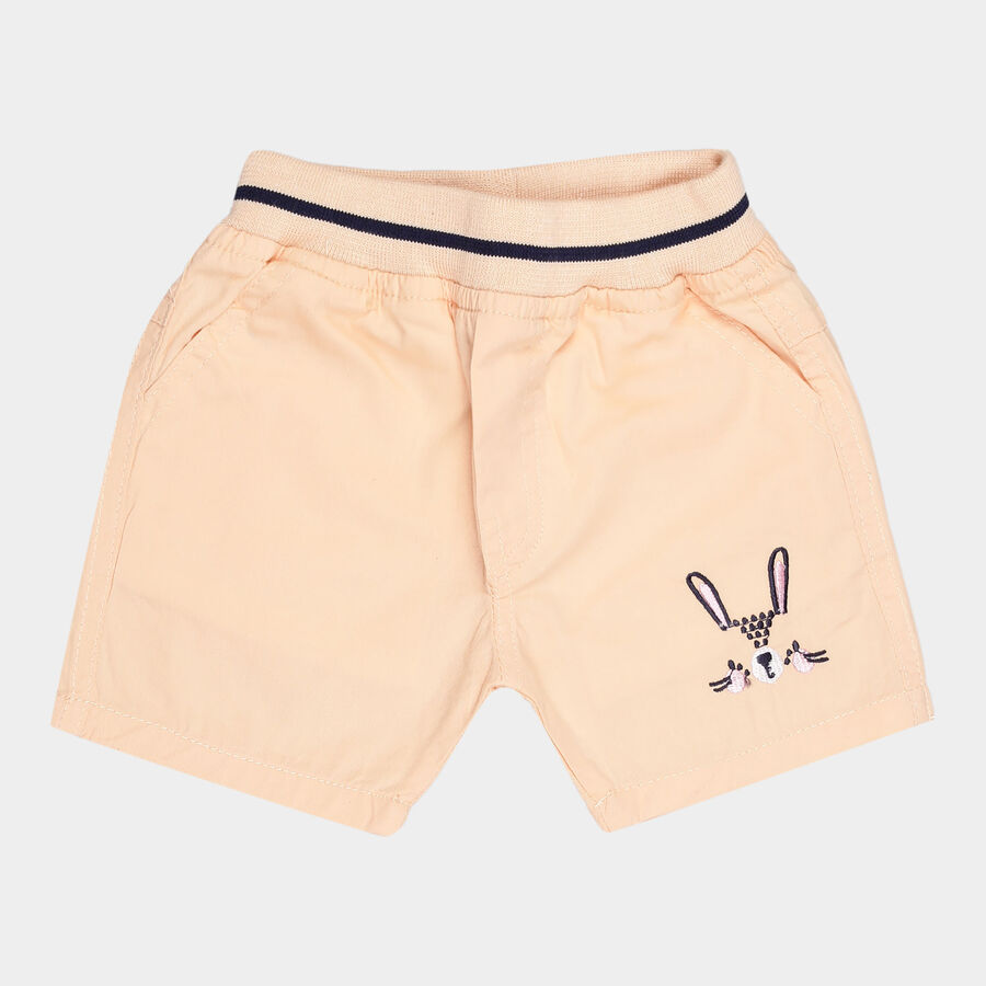Infants Cotton Solid Half Pant, Peach, large image number null