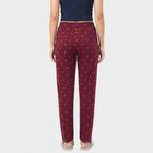 Women's Wine Straight Fit Heart Printed Lounge Pyjama, वाइन, small