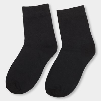 Boys' Jet Black Regular Fit Plain Socks Pack of 1