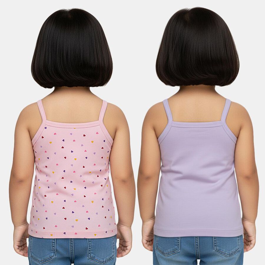 Girls' Lilac Cotton Round Neck Casual Vest, लाइलेक, large