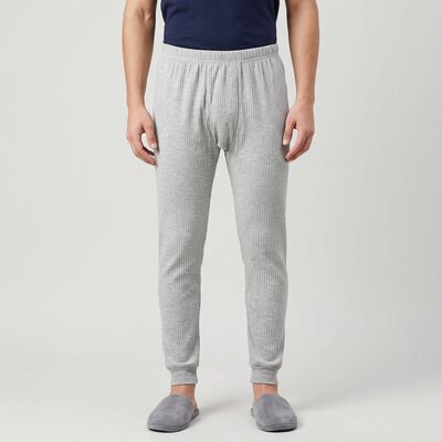 Men's Grey Ribbed Long Johns Thermal