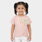 Girls Pink Cotton Round Neck Regular T-Shirt, Light Pink, small