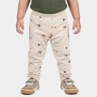 Infants Beige Jogger Graphic Printed Cotton Pyjama, गहरा पीला, small