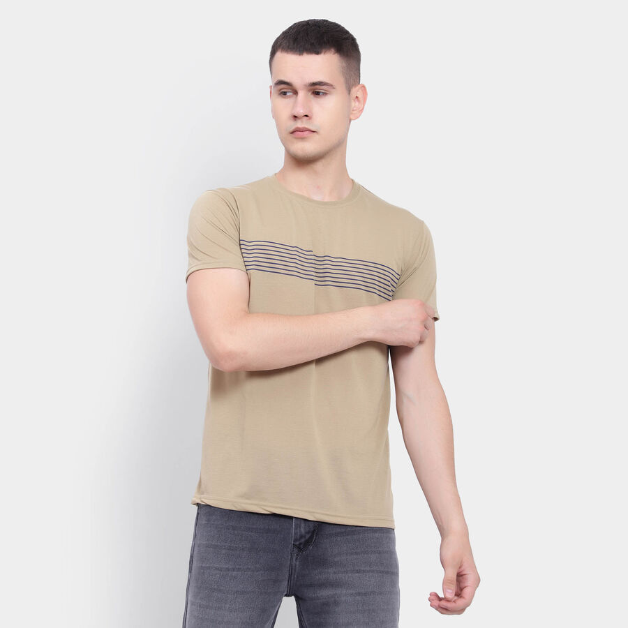 Round Neck T-Shirt, Beige, large image number null
