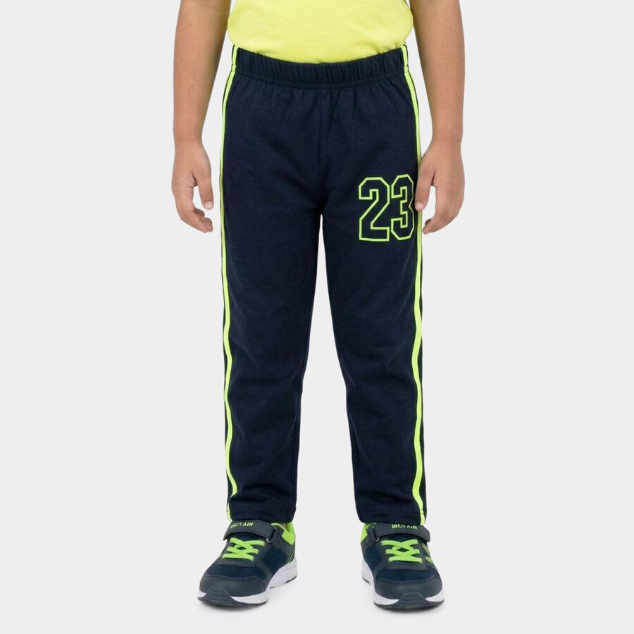 Boys' Navy Blue Sporty Cotton Blend Pyjama, Navy Blue, large