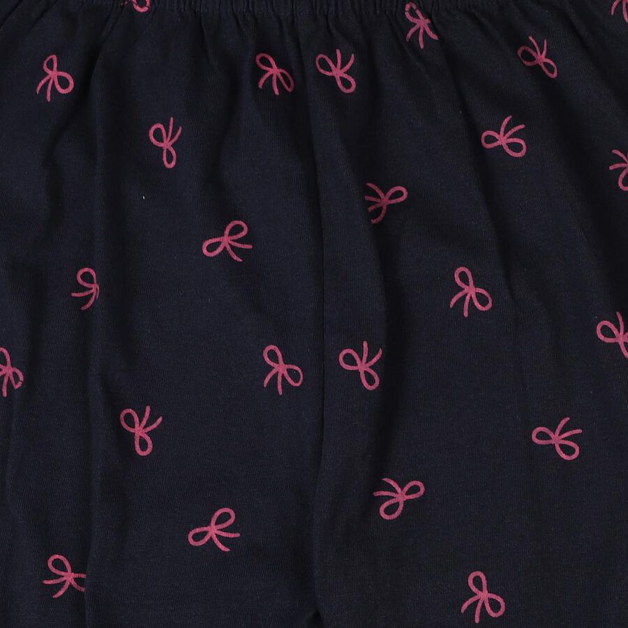 Girls' Navy Cotton Blend Solid Pyjama, Navy Blue, large