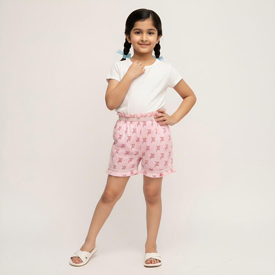 Girls' Light Pink Regular Fit Printed Bloomers, हल्का गुलाबी, large image number null