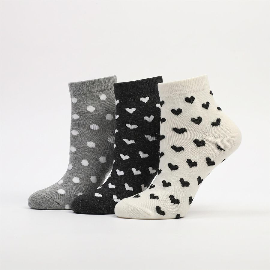 Women's Multi-Color Regular Fit Printed Pack of 3 Socks, Assorted, large