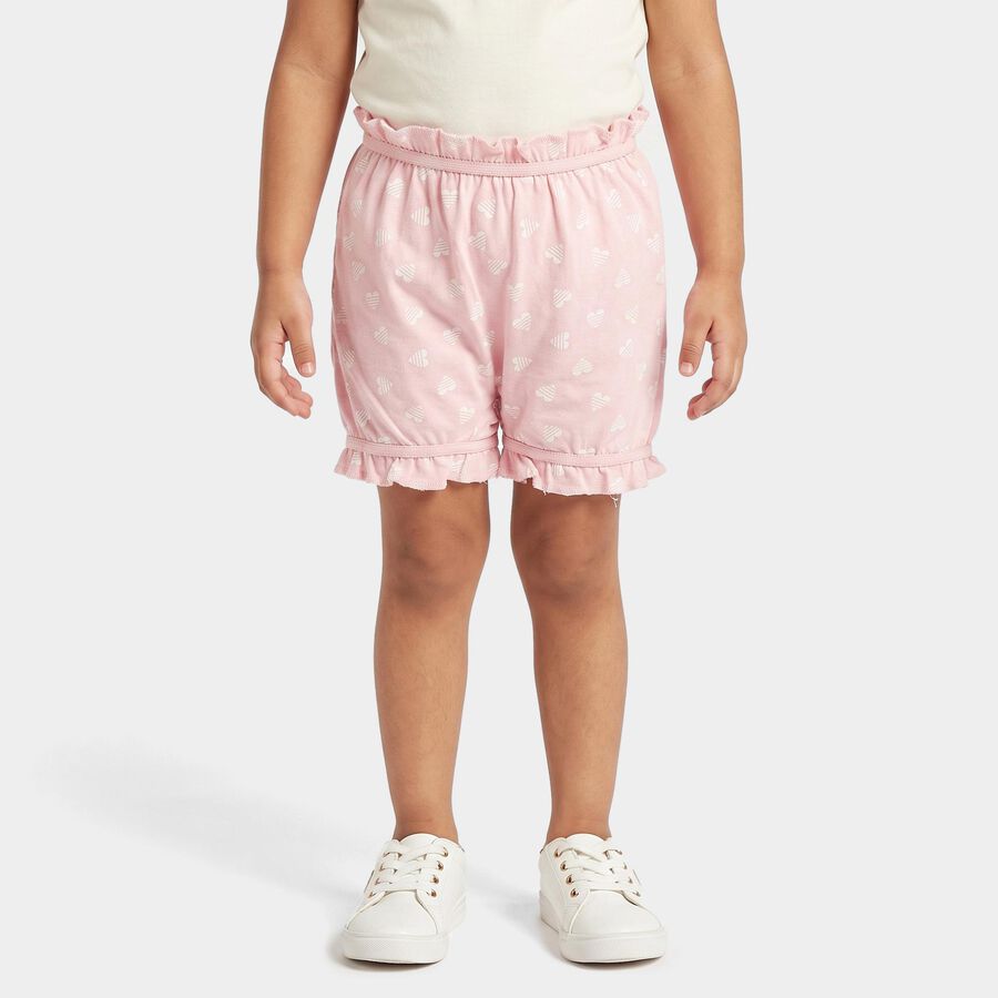 Girls Pink Regular Fit Heart Print Bloomer, हल्का गुलाबी, large