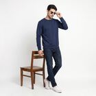 Men's Navy Blue Crew Neck Pullover Sweatshirt, Dark Blue, small