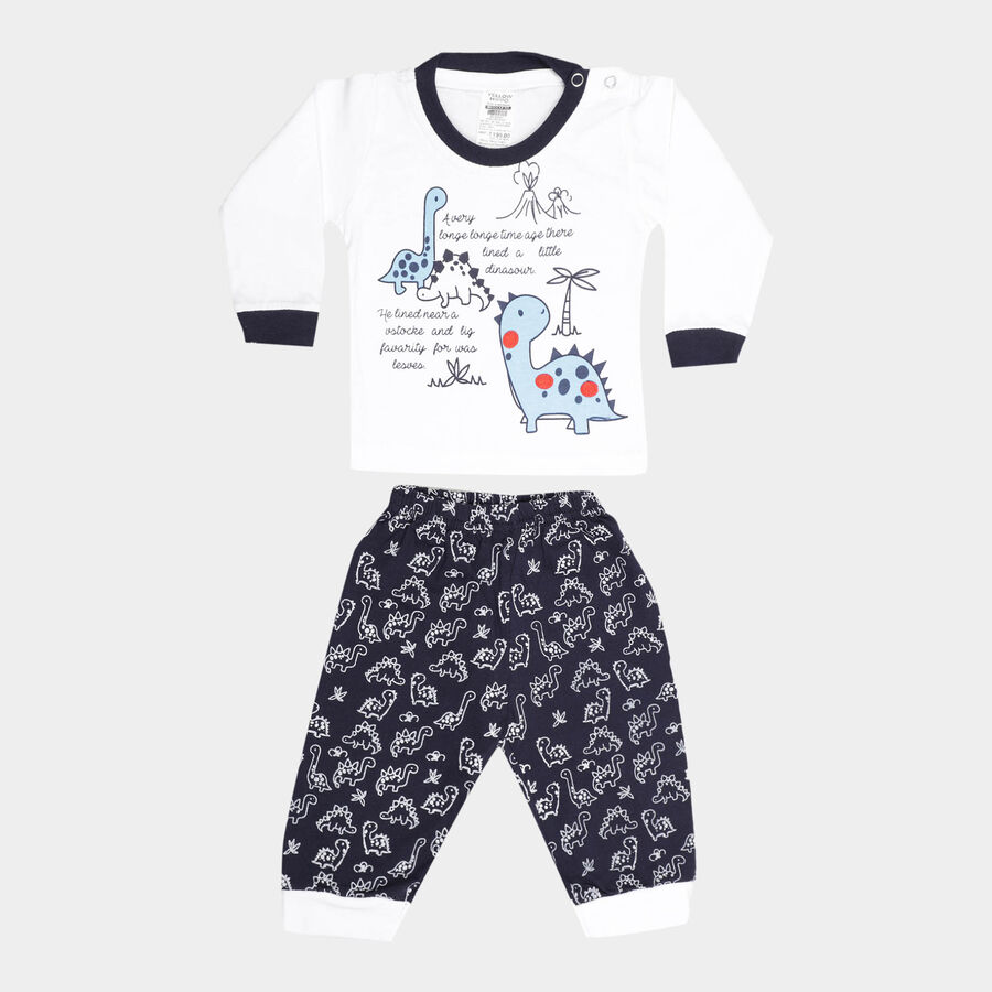 Infants Cotton Baba Suit, White, large image number null