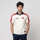 Men's White Polo Neck Graphic Print T-Shirt, Off White, small