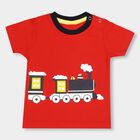 Infants' Bright Cherry Red Cotton Round Neck Casual T-Shirt, Red, small image number null