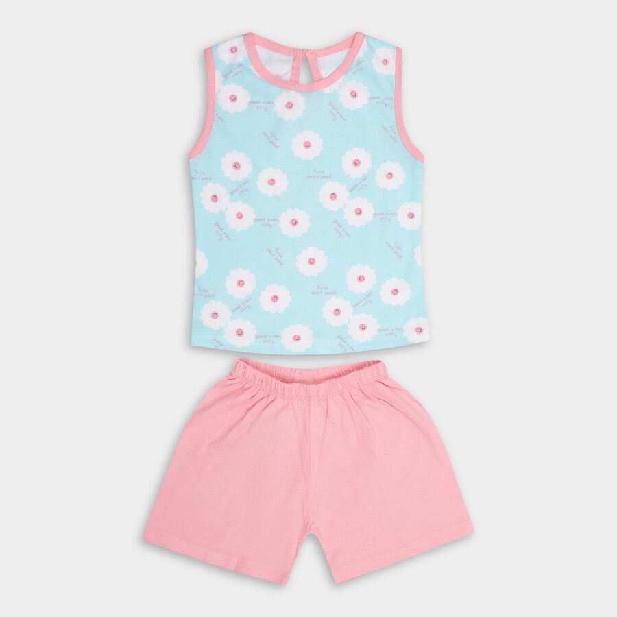 Infant Girls' 100% Cotton Short Set , Light Blue, large image number null
