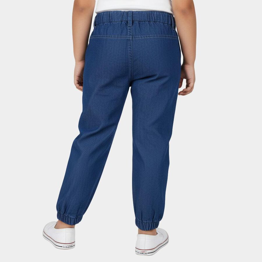 Girls' Blue Regular Fit Jeans, मध्यम नीला, large