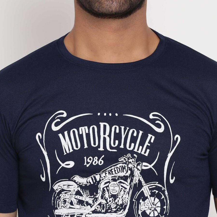 Round Neck T-Shirt, Navy Blue, large image number null