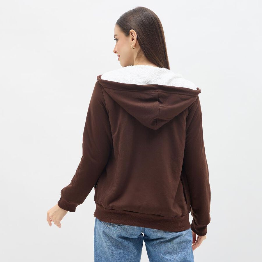 Women's Dark Chocolate Hooded Casual Sweatshirt, Brown, large image number null