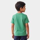 Boys' Green Crew Neck Regular Graphic Print T-Shirt, हल्का हरा, small