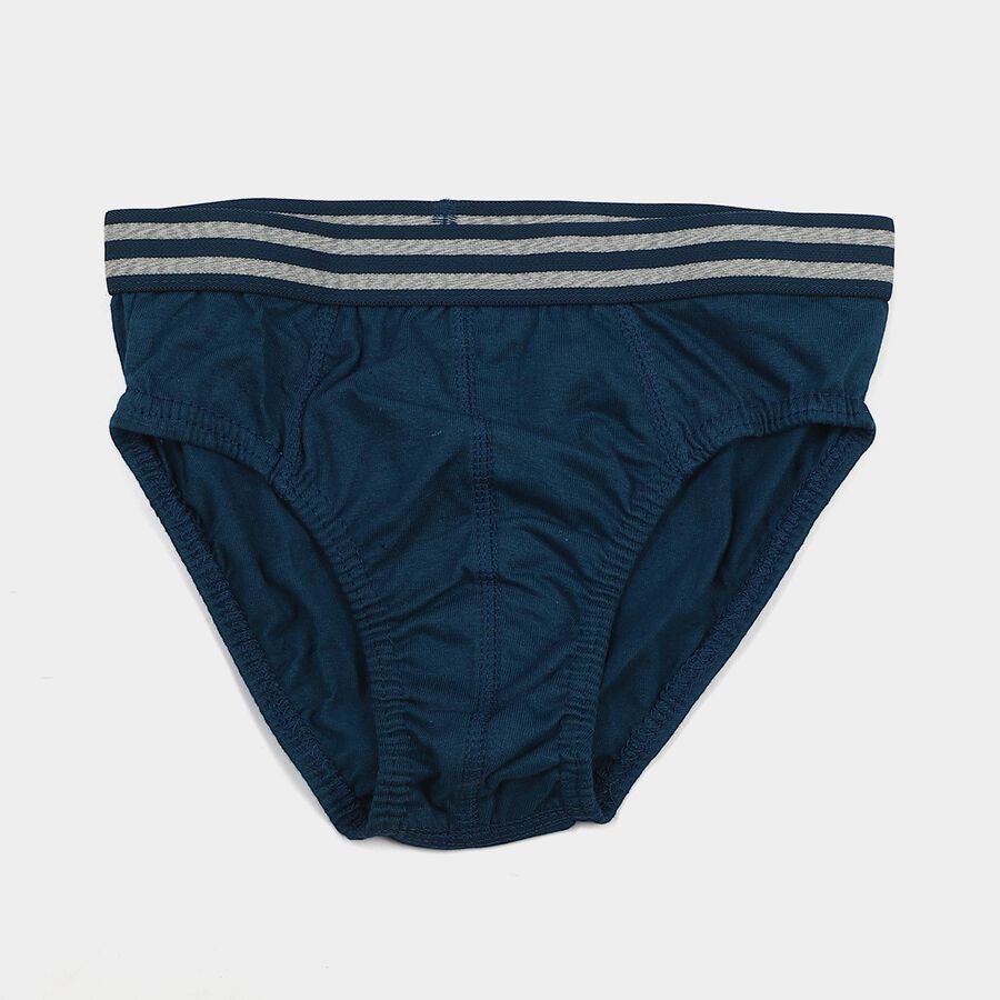 Boys Navy Blue Regular Fit Solid Briefs, Teal Blue, large