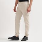 Men's Slim Fit Casual Trousers, Ecru Melange, small image number null