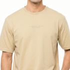 Men's Beige Round Neck Graphic Print Regular T-Shirt, Beige, small