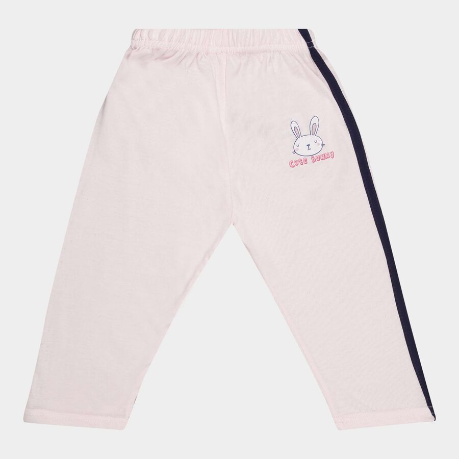 Infants Solid Elasticated Waist Pyjama, Pink, large image number null