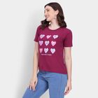 Ladies' Round Neck T-Shirt , वाइन, small image number null
