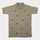 Boys Dark Grey Cotton Round Neck Casual Boys T-Shirt, गहरा ग्रे, small