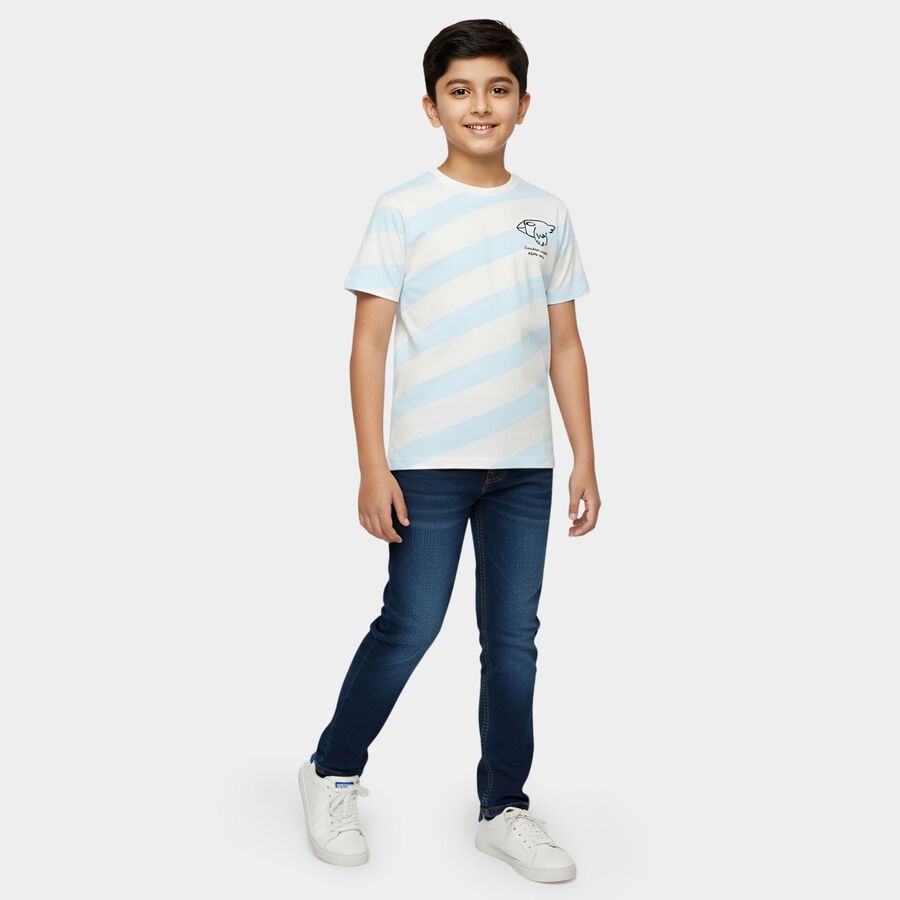 Boys' Half Sleeves T-Shirt, हल्का नीला, large