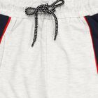 Boys' Light Grey Cotton Blend Text Print Pyjama, Ecru Melange, small image number null