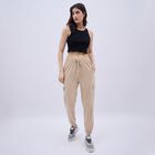 Women's Warm Beige Regular Fit Cargo Track Pants , गहरा पीला, small image number null