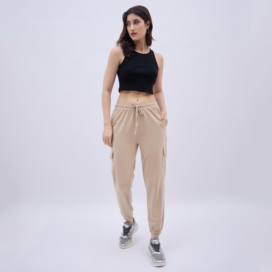 Women's Warm Beige Regular Fit Cargo Track Pants , गहरा पीला, large image number null