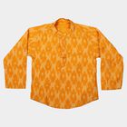 Boys Yellow Cotton Mandarin Collar Regular Fit Casual Shirt, पीला, small
