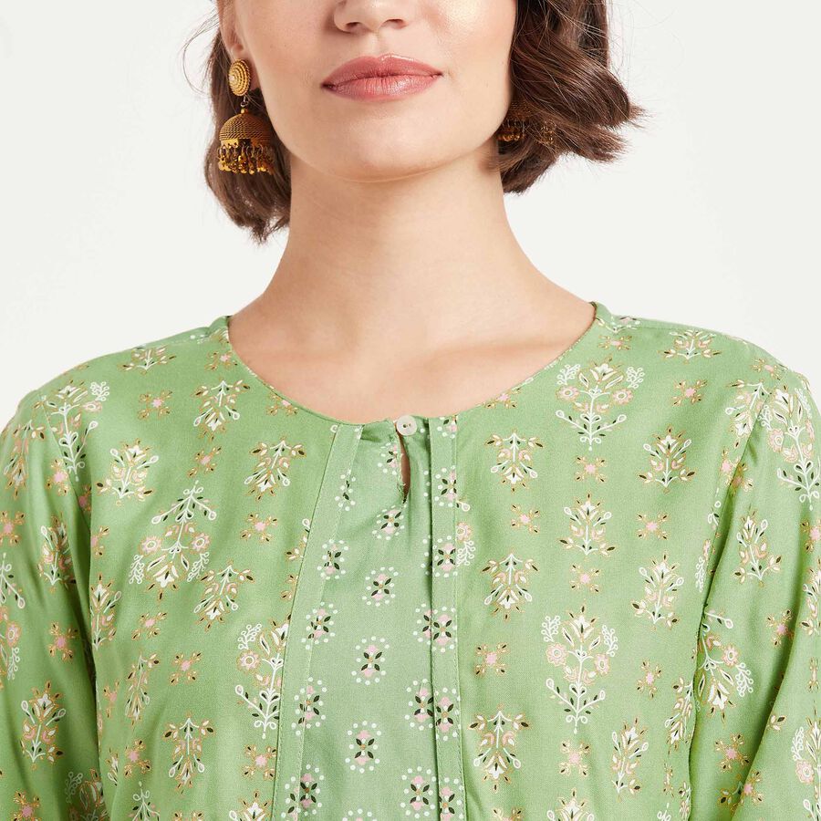 Solid 3/4Th Sleeves Kurta, Light Green, large image number null