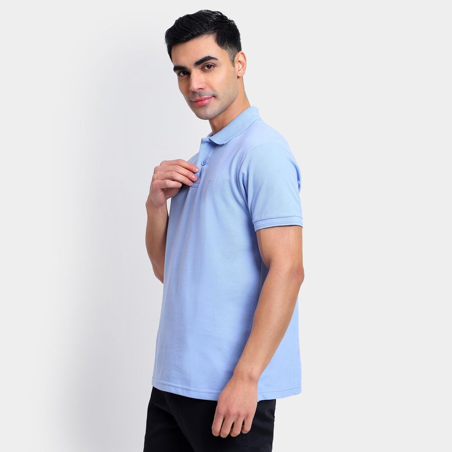 Men's Collared Half Sleeves T-Shirt , हल्का नीला, large