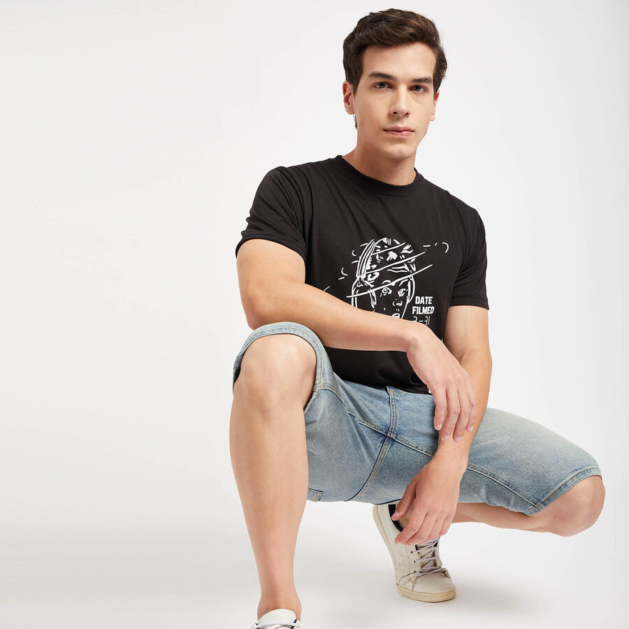 Round Neck T- Shirt, Black, large image number null